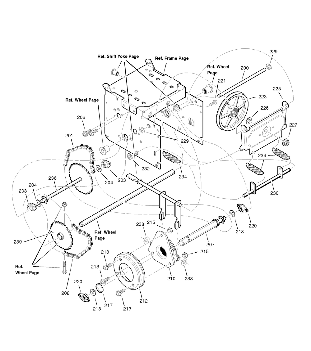 Drive Diagram and Parts List for 6271200X110-18-2830-88SN927 2007 Briggs and Stratton Snow Blower